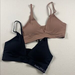 Nautica Bralettes Bundle (2) Small NWOT Black Mocha Adjustable Shoulder Straps